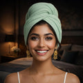 BV Lifestyle Microfiber Super Absorbent Hair Drying Towel for Women | Quick Dry Hair Wrap Turban | Lightweight Anti-Frizz Hair Towel (Light Green)