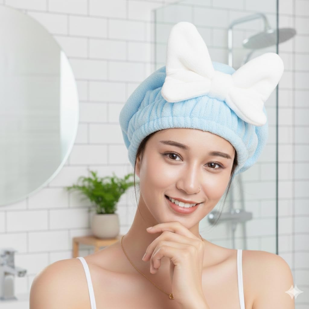 BV Lifestyle Super Absorbent Microfiber Hair Dry Cap for Women & Girls | Quick Dry Hair Towel Wrap | Anti-Frizz Hair Drying Towel Cap (Gold Yellow)