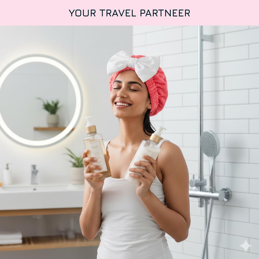 Microfiber Hair Drying Towel & Hair Drying Cap Combo Pack of 2 | Super Absorbent Quick Dry Hair Wrap & Hair Towel Cap for Women & Kids