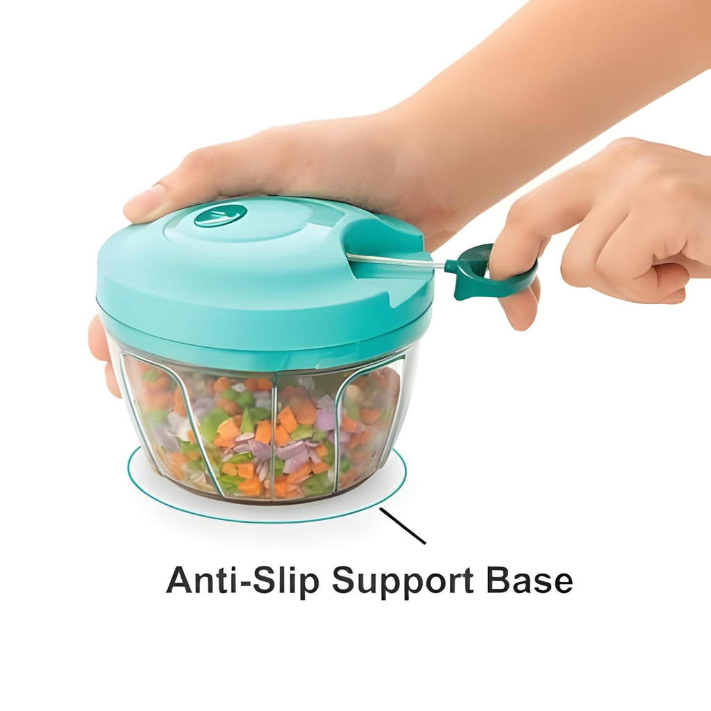 Manual Vegetable Chopper, 1000ml Plastic Pull String, Purple