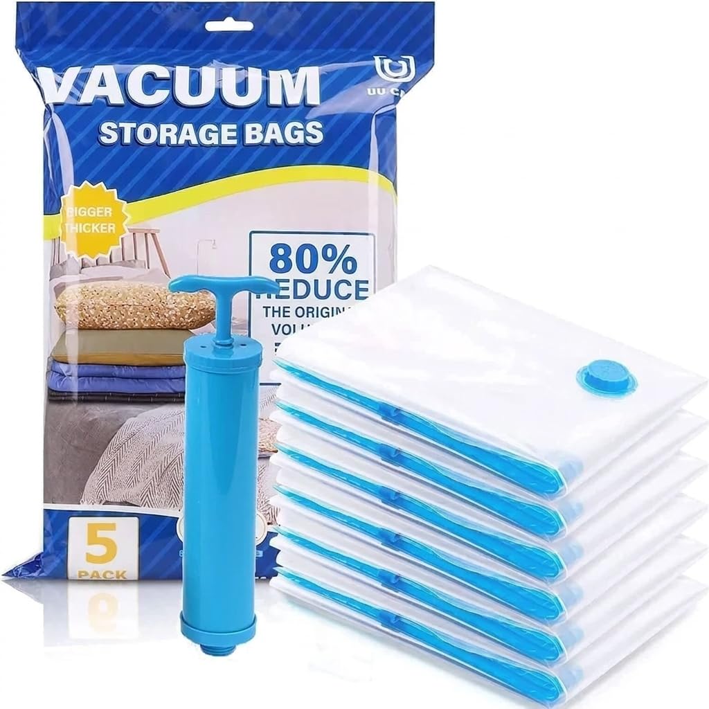 Vacuum Storage Bags Set of 5 with Hand Pump