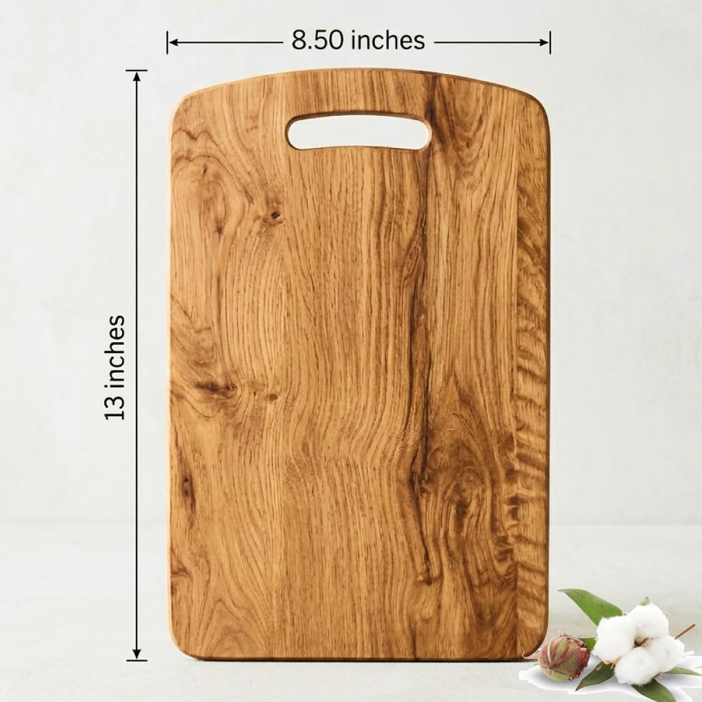 100% Natural Wooden Chopping Board for Kitchen Use | Heavy Duty Thick Wood Cutting Board for Vegetables, Fruits & Meat | Durable Knife-Friendly Anti-Bacterial Kitchen Tool