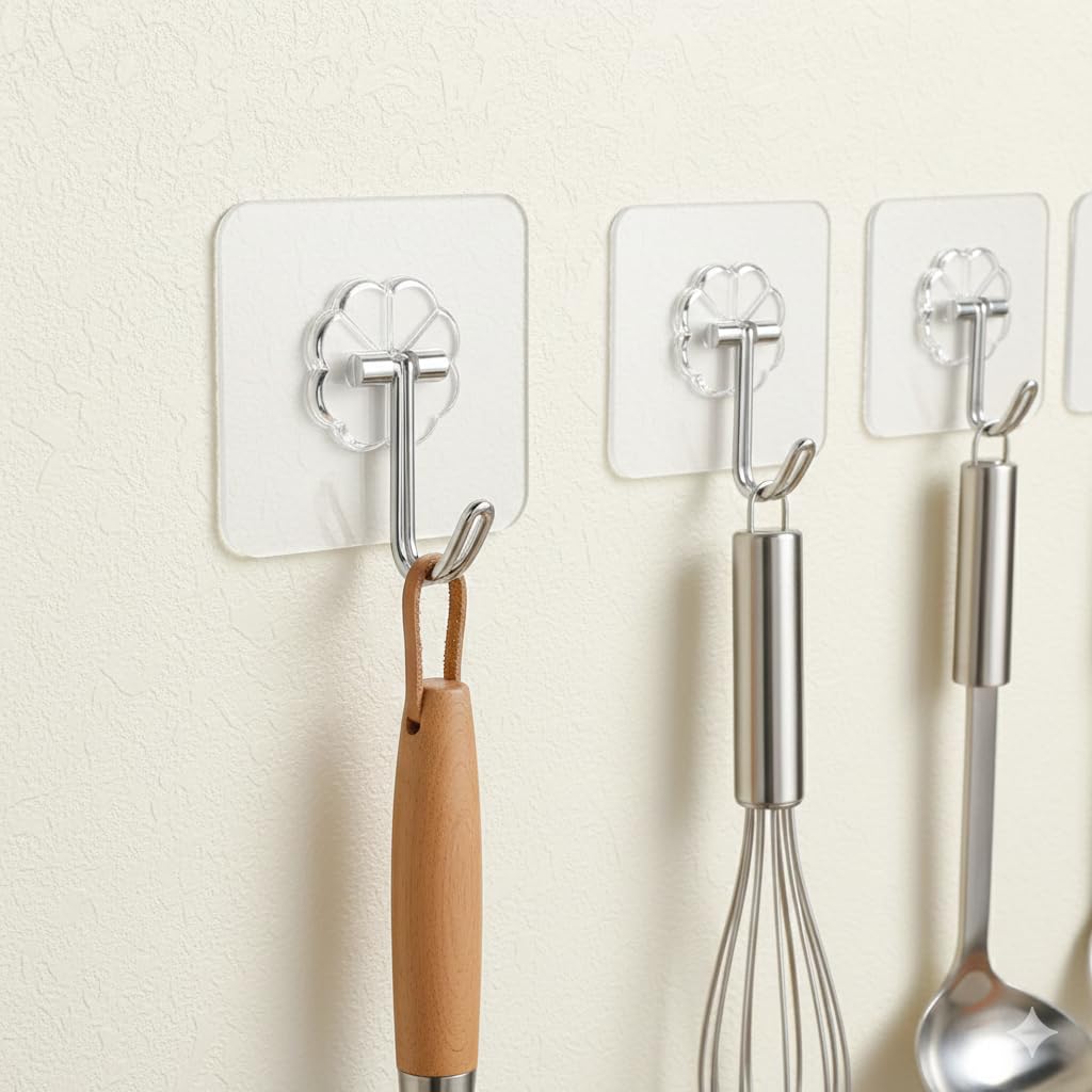 Self Adhesive Heavy Duty Wall Hooks for Hanging (Pack of 10)