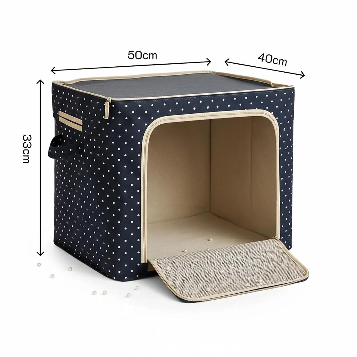 Jumbo Underbed Storage Organizer Combo, Navy Polka Dot, 66L Set of 2