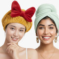 Super Absorbent Microfiber Hair Drying Cap Pack of 2 | Quick Dry Hair Towel Cap for Women, Kids & Long Hair
