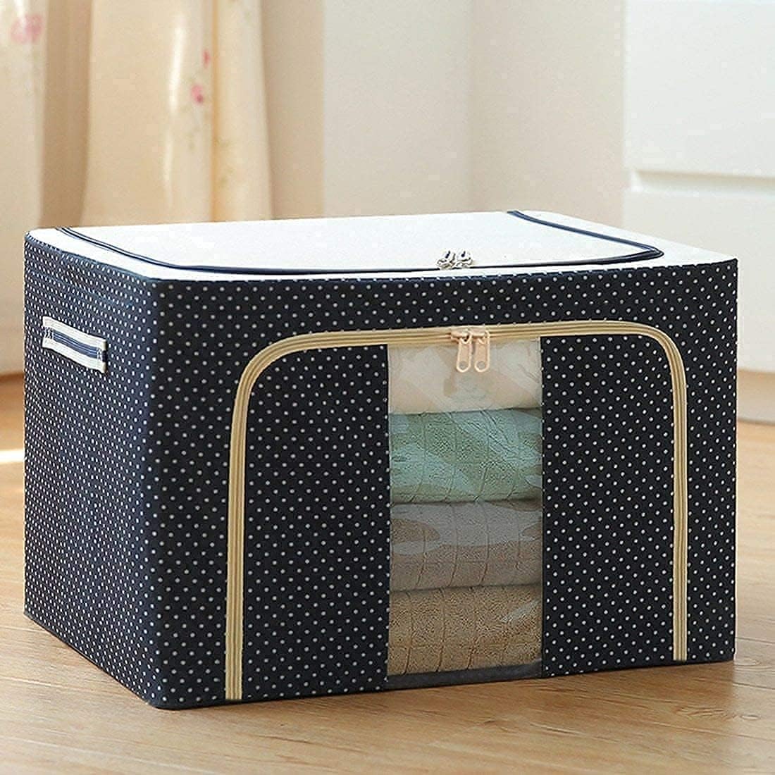 Heavy Duty 66L Foldable Steel Frame Storage Bag, Dual Zipper