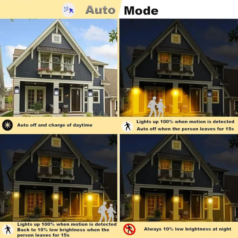 Solar Wall Lantern Outdoor Porch Light with Motion Sensor