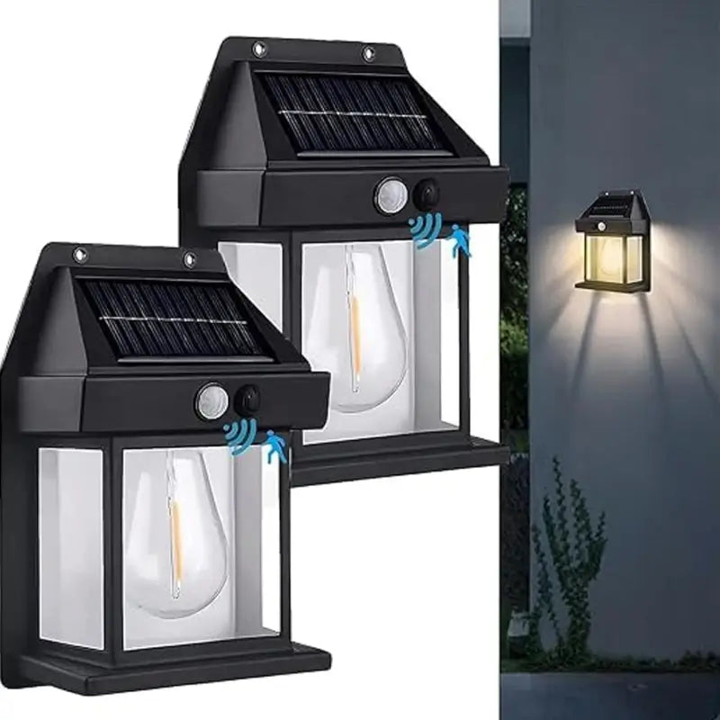 Solar Wall Lantern Outdoor Porch Light with Motion Sensor