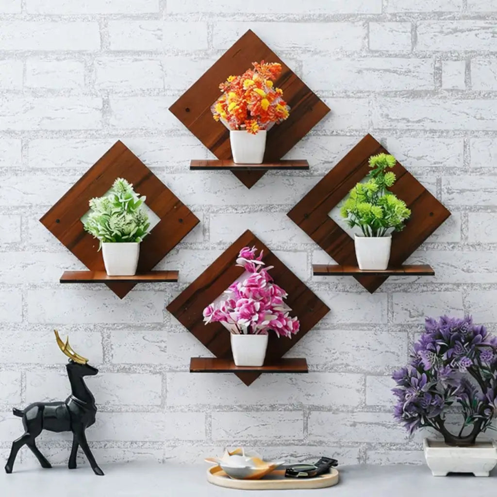 Wall Hanging Wooden Shelf – Black Decorative Storage Shelf