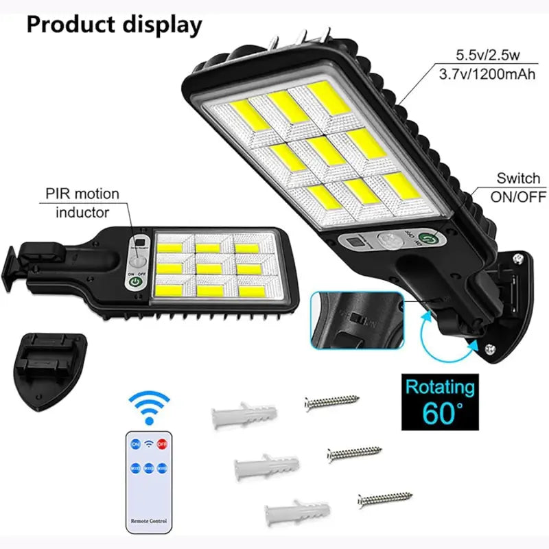High-Power Solar LED Street Light with Motion Sensor & Remote