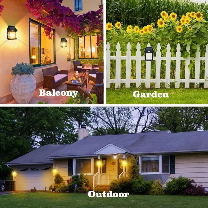 Solar Wall Lantern Outdoor Porch Light with Motion Sensor