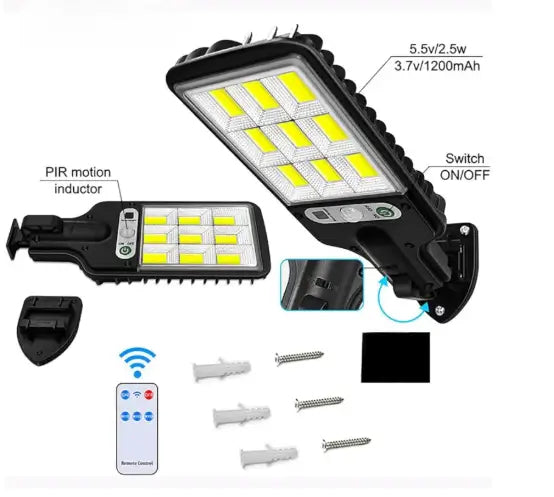 High-Power Solar LED Street Light with Motion Sensor & Remote